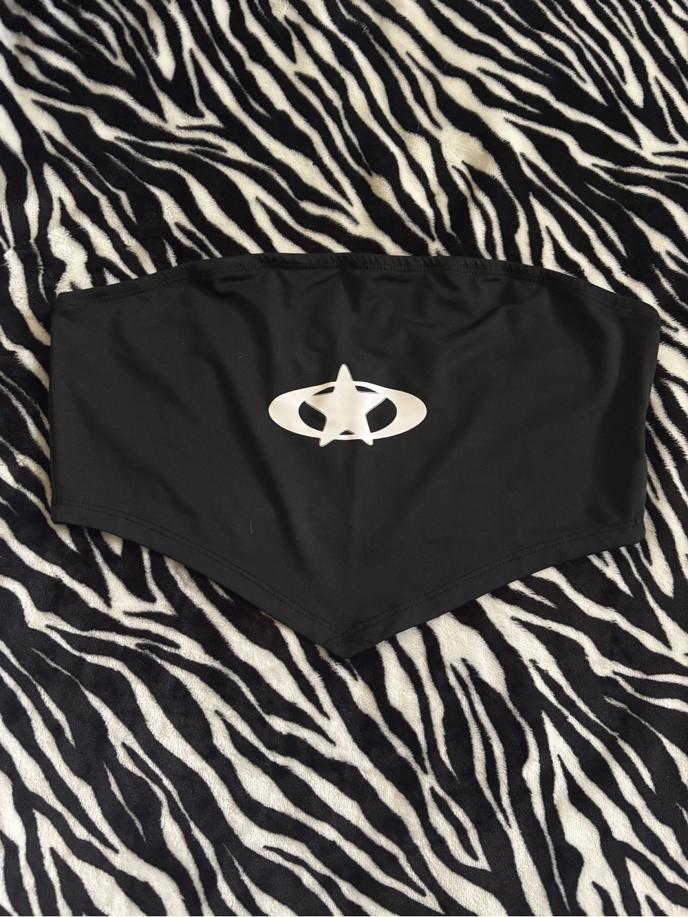 Black Women's Tube Top with Star Logo
